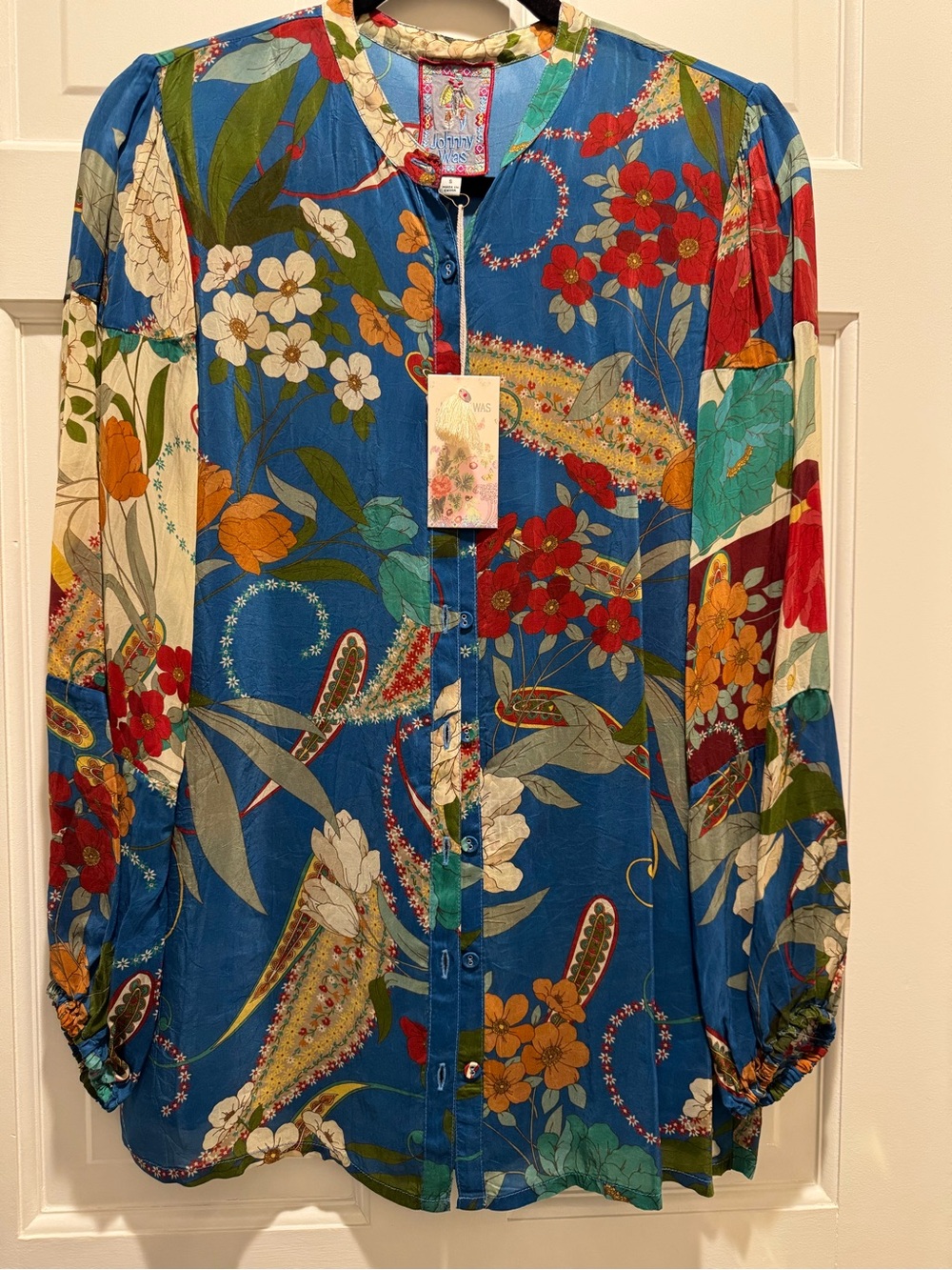 Johnny Was Multicolor Floral Button-Front Blouse - Picture 7 of 7